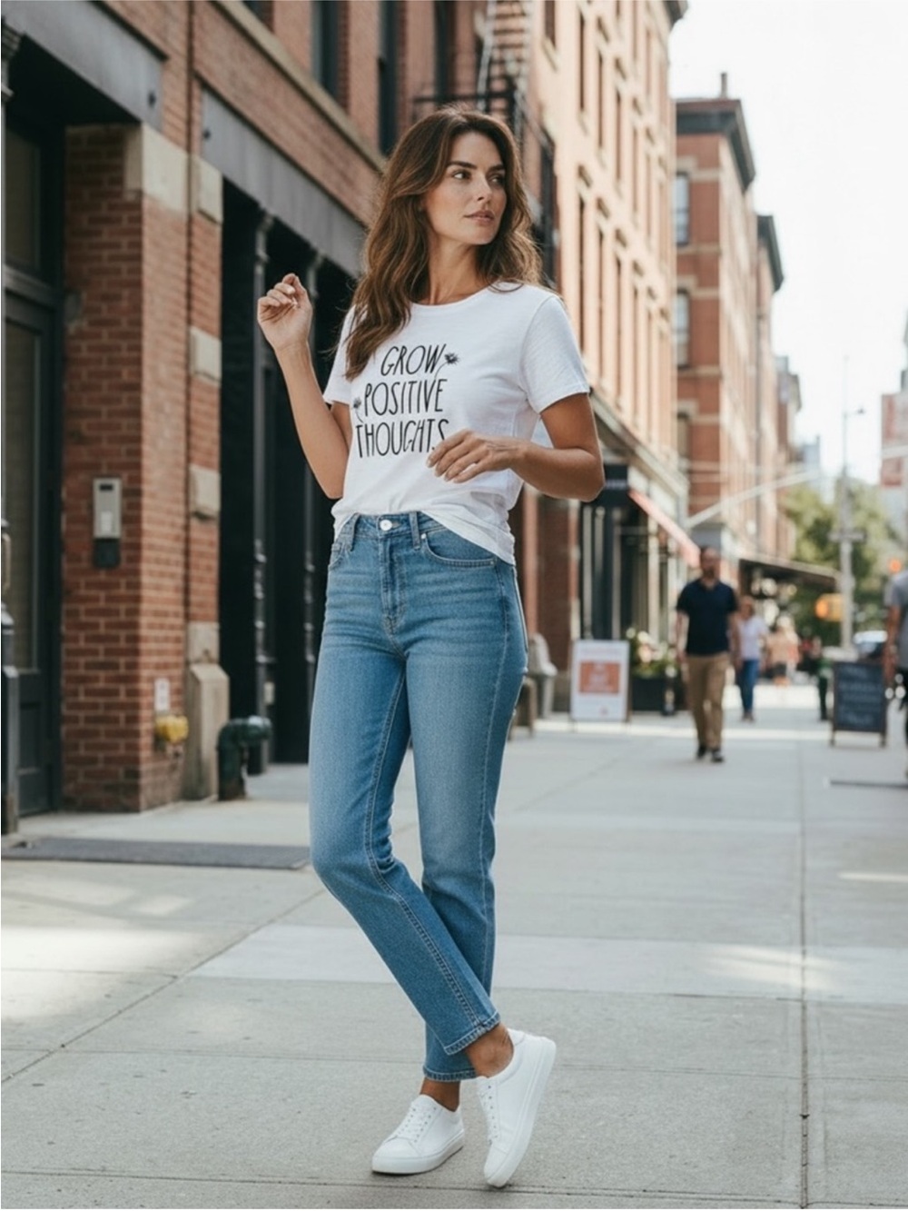 NWT Rae Dunn Grow Positive Thoughts Graphic Tee XL White Inspirational Shirt - Picture 7 of 11